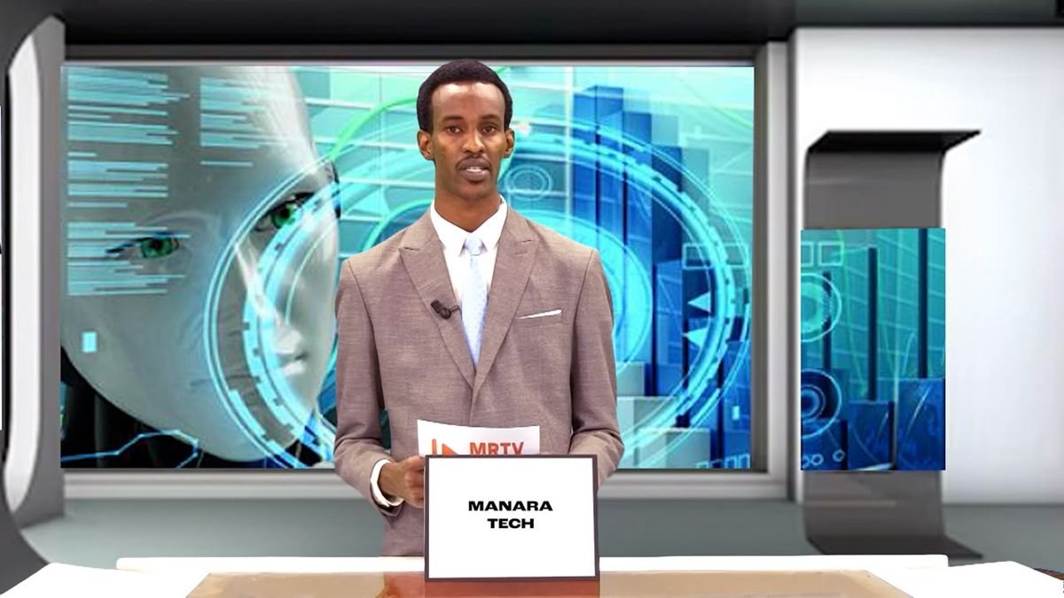 Saleh Mahamat Issaka présentant l'émission Manara Tech sur MRTV